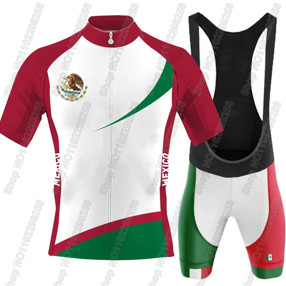 Cycling Gear Jersey - 2025 メキシコ代表チームサイクリングジャージセット夏メキシコ男性服ロードバイクシャツスーツ自転車ビブショーツ MTB Ropa