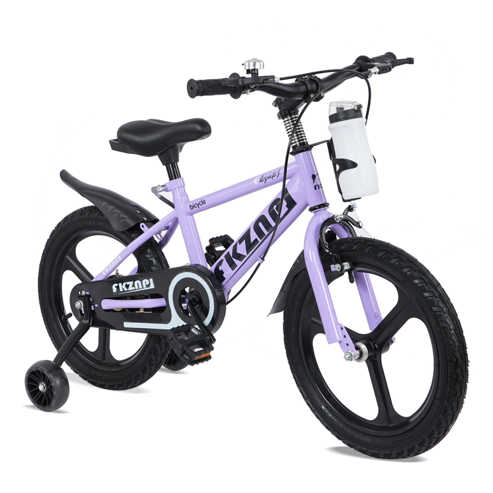 Carbon Bike Frame - 子供用自転車 18インチ – 高炭素鋼フレーム、マグネシウム合金ホイール、夜光機能付き補助輪、高さ調節可能なシート、水筒ホルダー付き – 3歳から9歳までの男の子・女の子向け、幼児用自転車