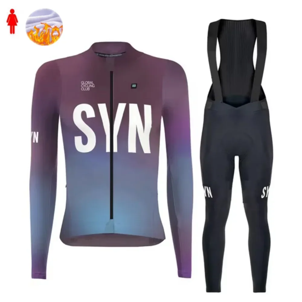 SYN 冬フリースサイクリングジャージセット女性マウンテン自 - Cycling Gear Jersey のレビューと価格