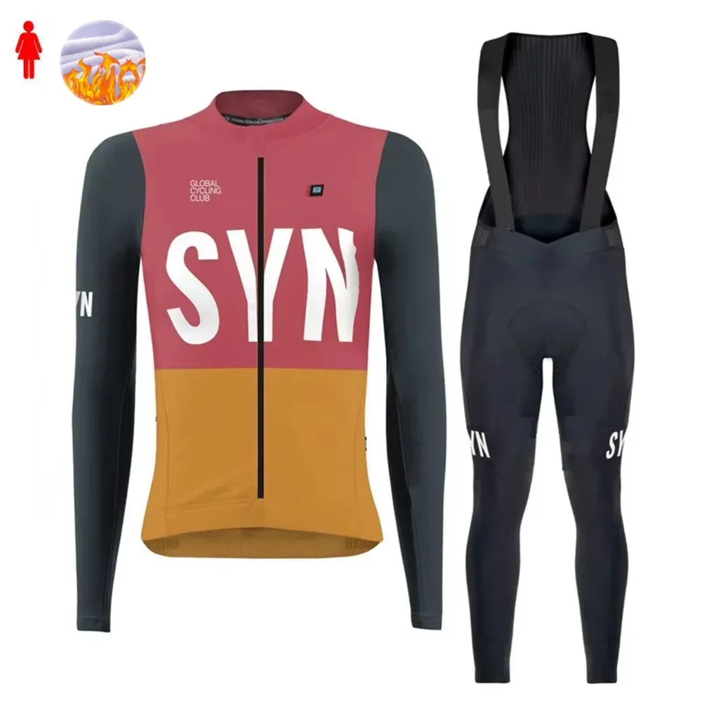 SYN 冬フリースサイクリングジャージセット女性マウンテン自 - Cycling Gear Jersey のレビューと価格