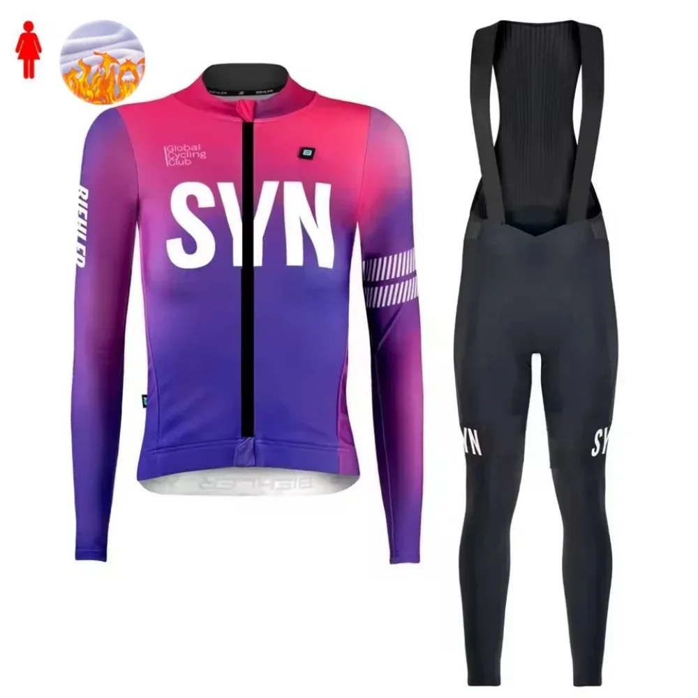SYN 冬フリースサイクリングジャージセット女性マウンテン自 - Cycling Gear Jersey のレビューと価格